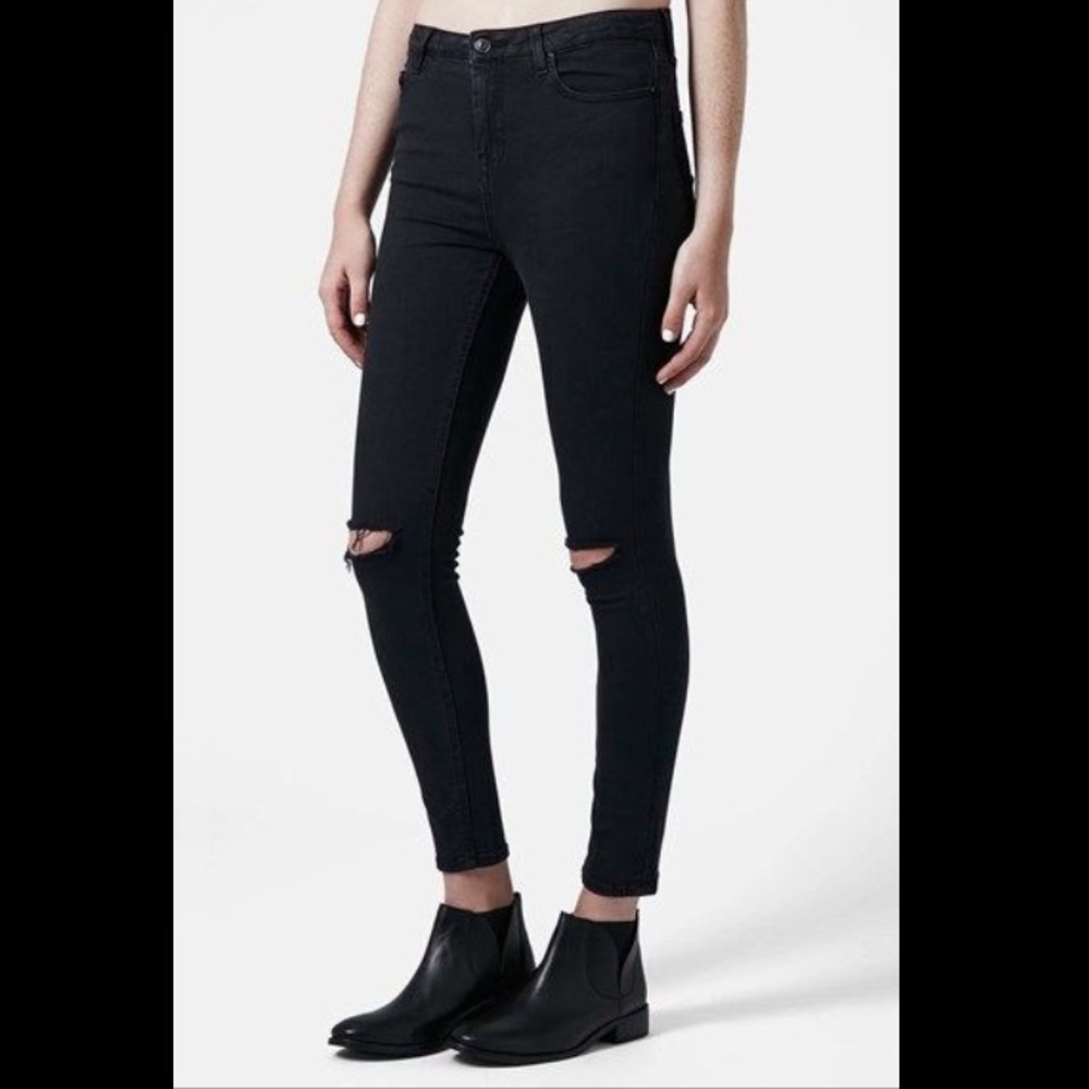 Topshop Moto Leigh High Waisted Black Jeans