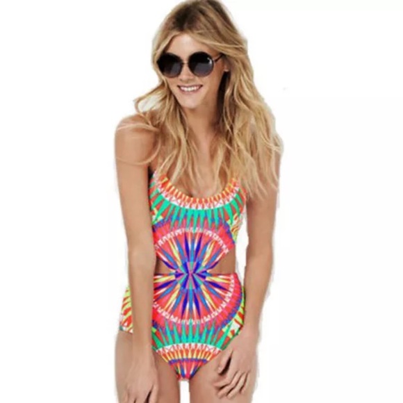 Stained Glass Psychedelic Monokini Bathing Suit - Picture 3 of 4