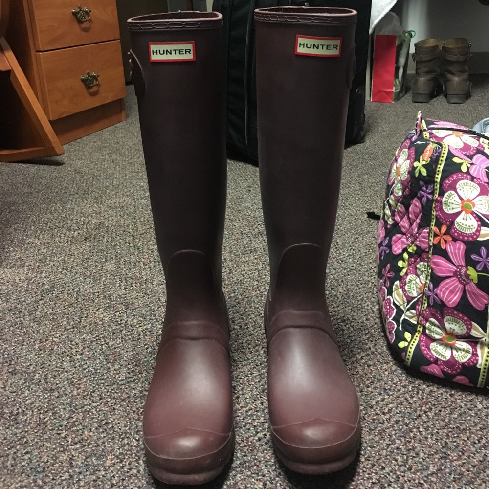 Burgundy and Orange Hunter Boots