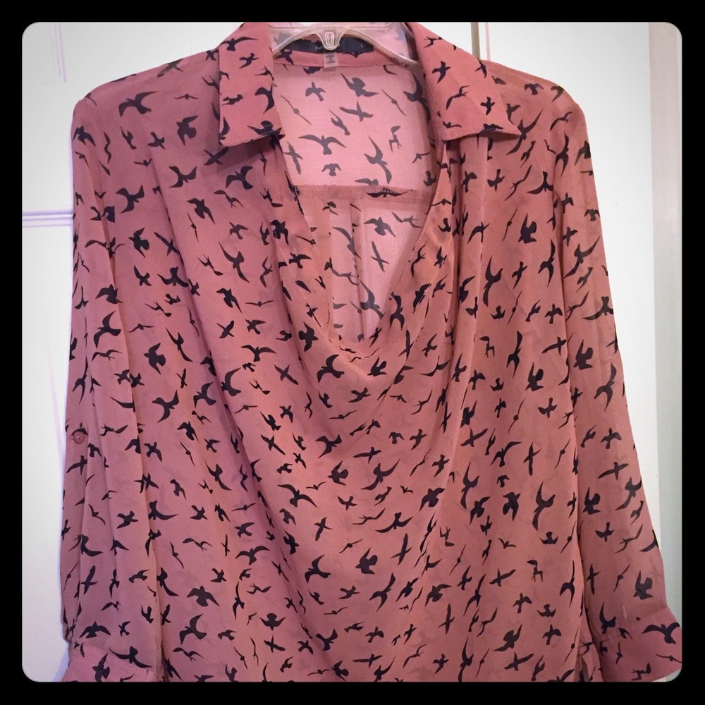 ✨ModCloth 🍄Women's 3/4 Sleeve Sheer Bird Blouse