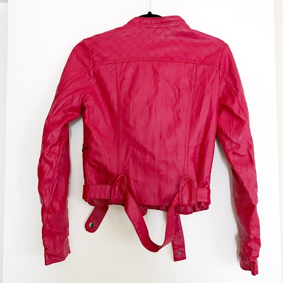Red Faux Leather Forever 21 Jacket - Picture 3 of 3