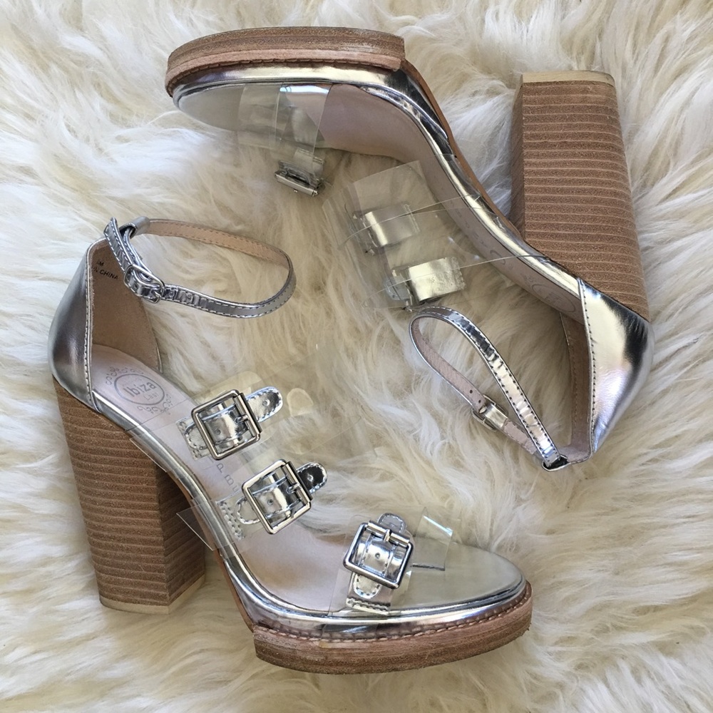 Jeffery Campbell Clear & Silver Block Heel Sandal