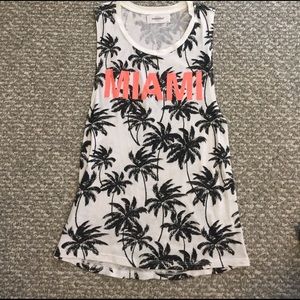 SoulCycle Miami tank with palm tree prints