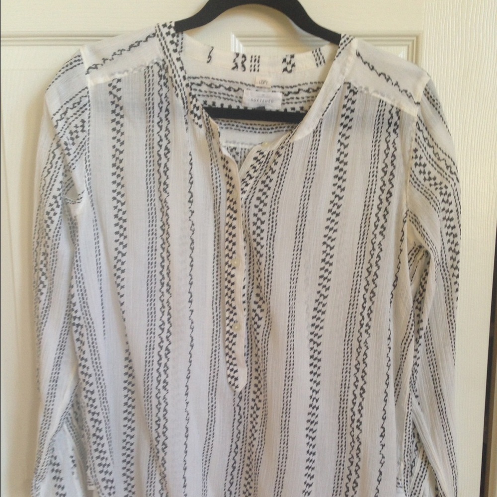 LOFT DADH STRIPE HENLEY SOFTENED SHIRT