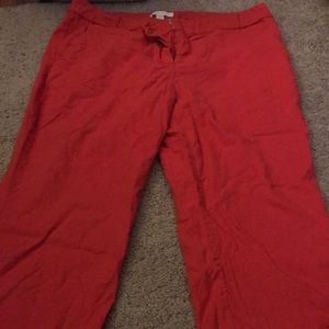 Bright Red NY&Co Linen Capris, sz 10
