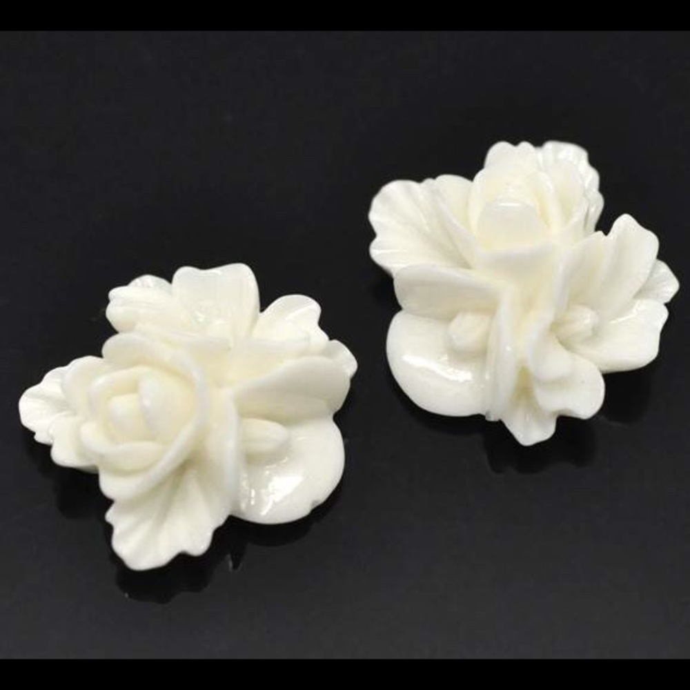 White Flower Studs Dainty White Bouquet Earrings