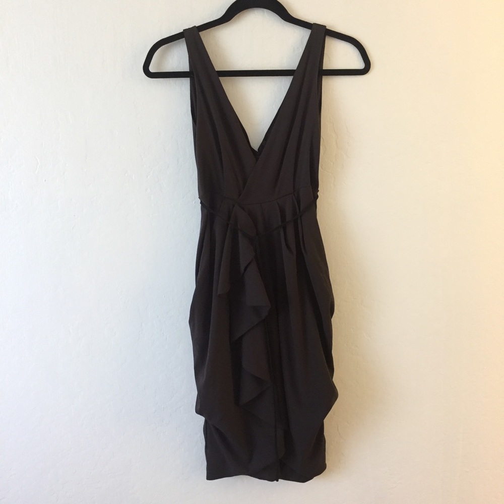 H&M - Slate grey mock-wrap ruffle tulip dress, 4