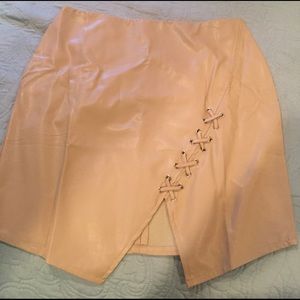 faux tan leather skirt