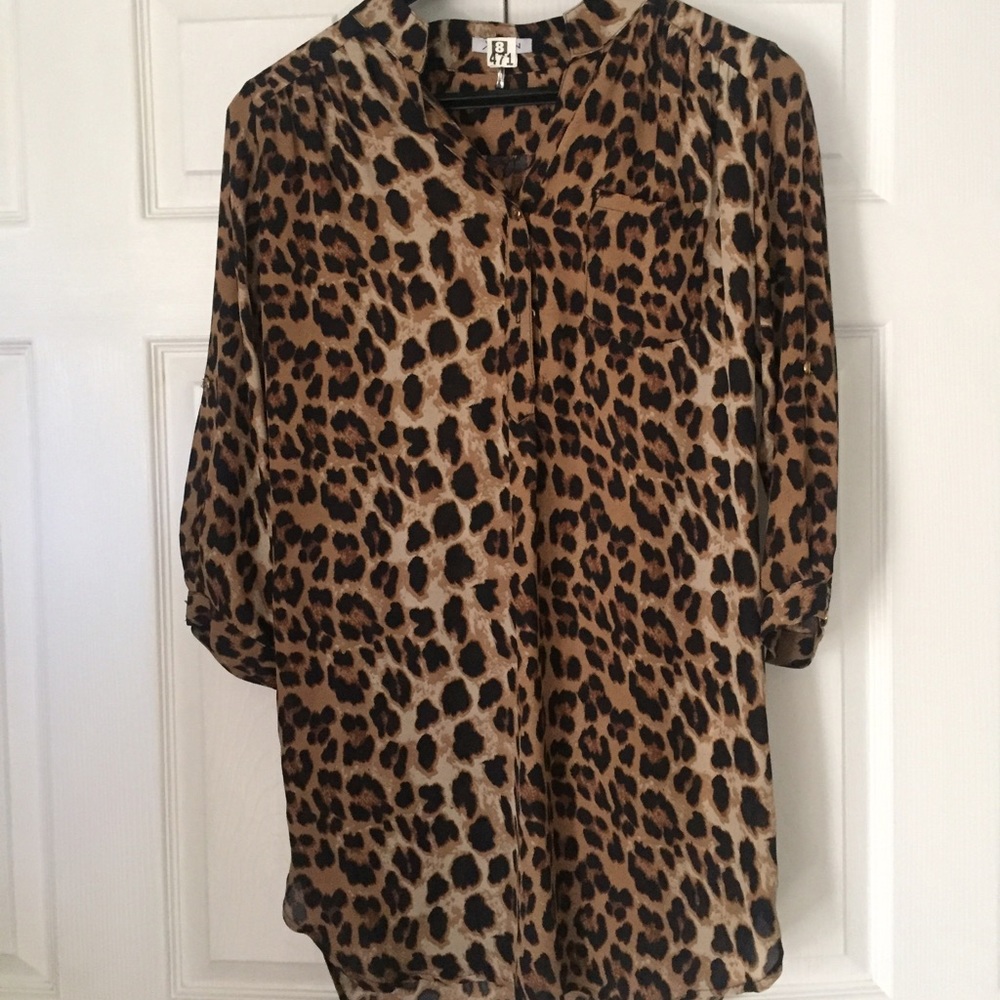Long sleeve cheetah print dress.