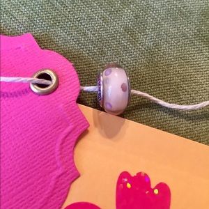 Pandora Murano Glass Charm Pink w/White Dots