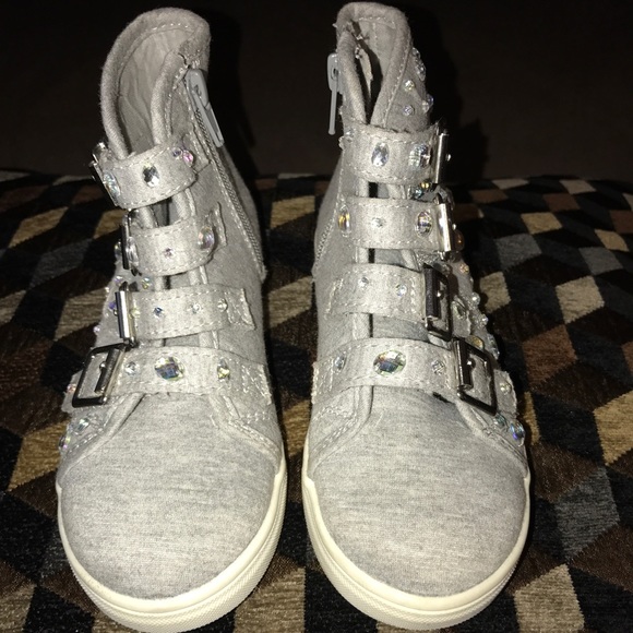 Justice Girl Hi-Top Rhinestone Sneakers Size 12 - Picture 1 of 4