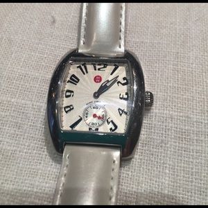 Michele 'Deco' watch with white band