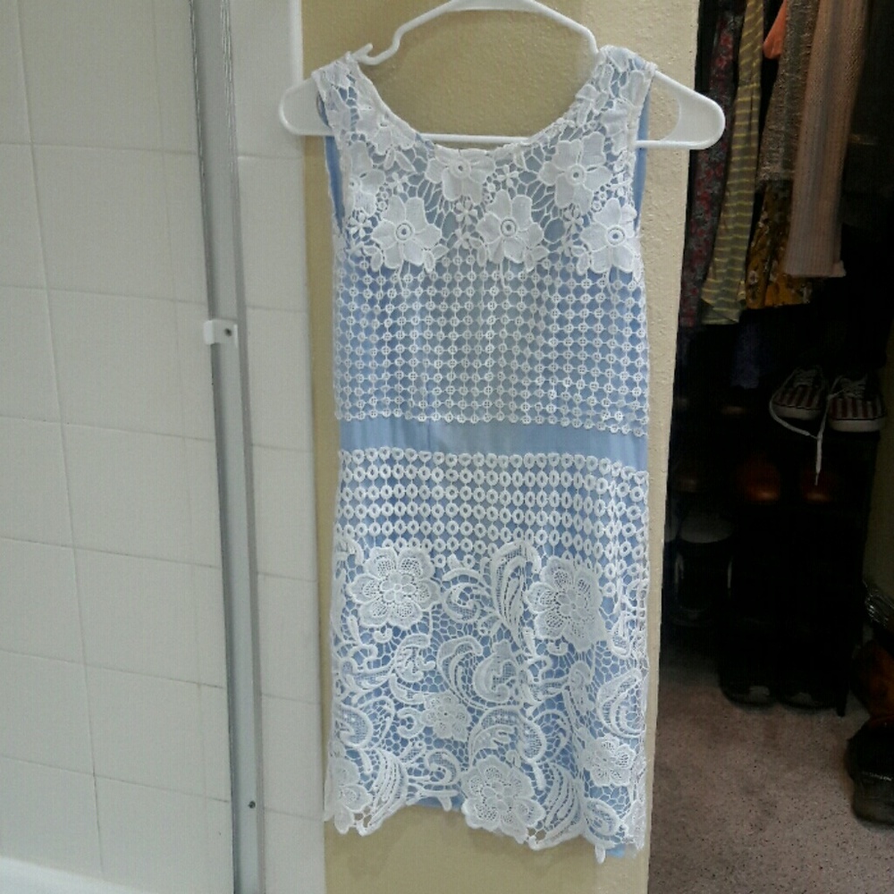 Windsor blue and eyelet lace dress
