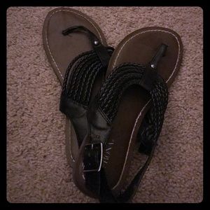 Merona black flat sandals, 6.5