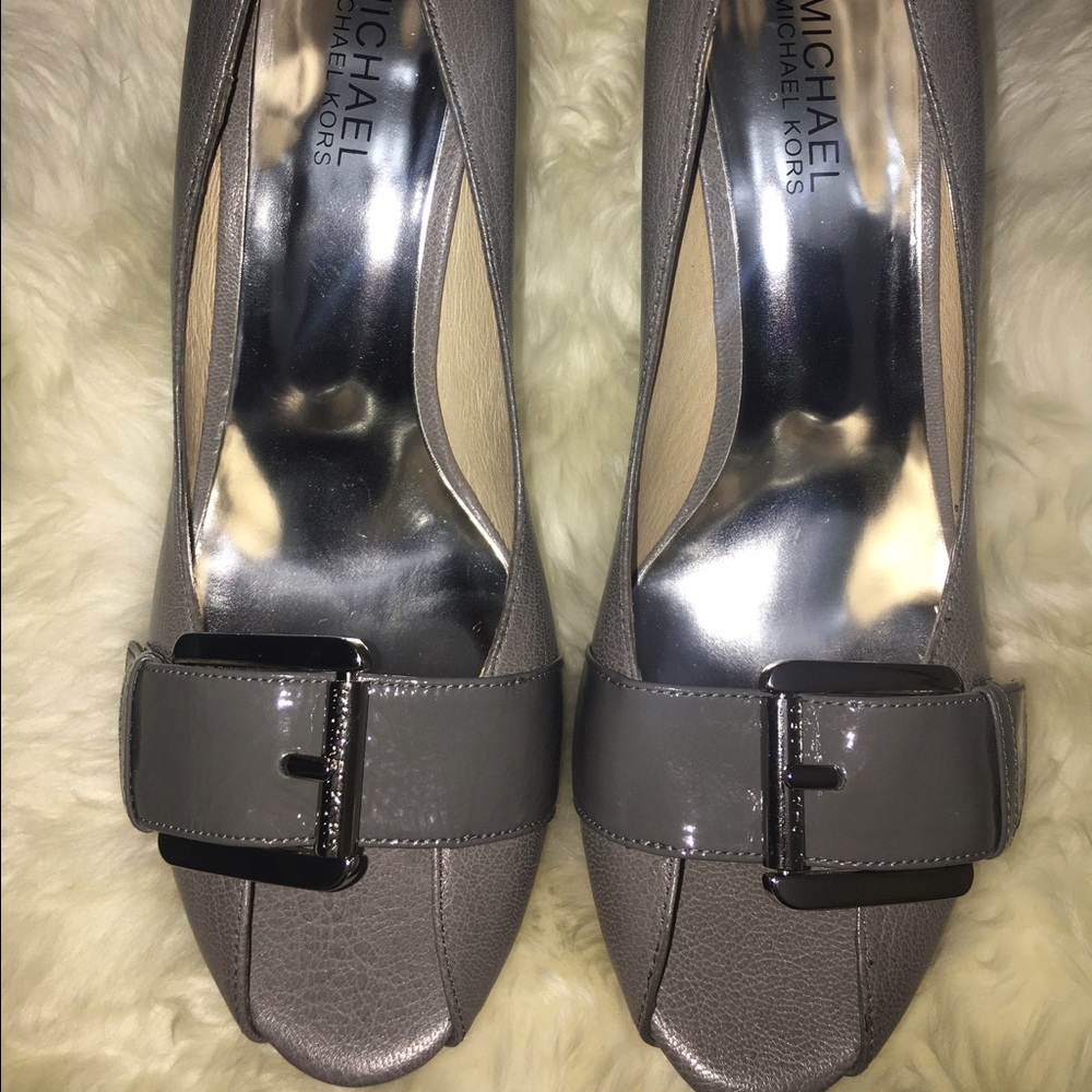 NEW! Michael Kors Grey Peep Toe Heels