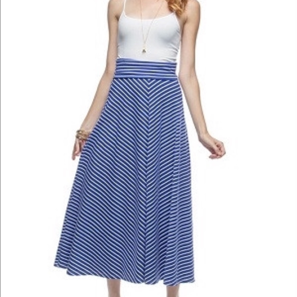 Blue & White Stripe Maxi Skirt