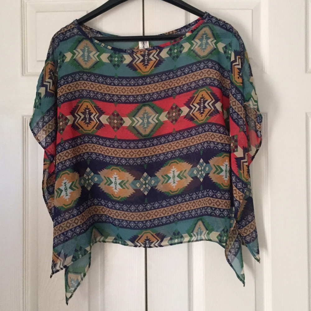 Tribal print transparent blouse. Worn once.