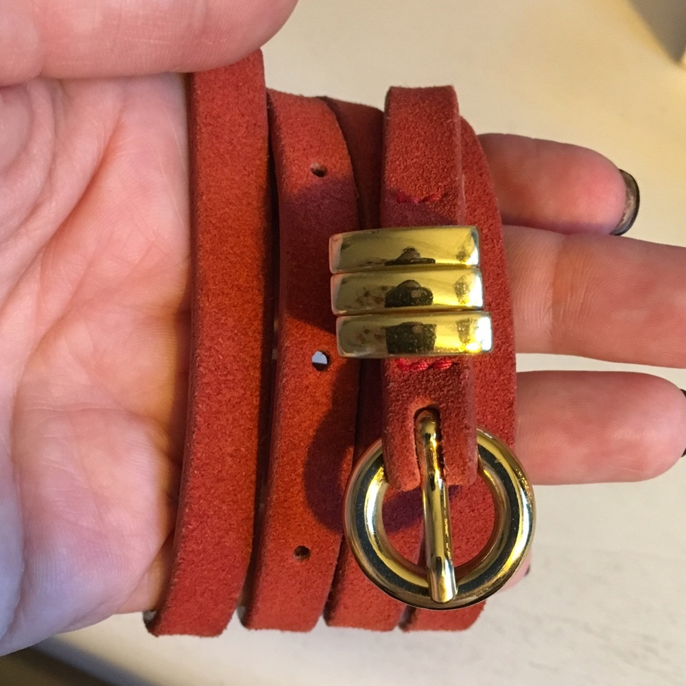 J. Crew suede skinny belt, rust colored, size 4-6