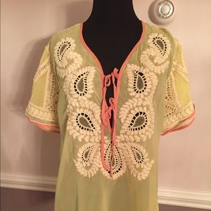 Embroidered 100% silk blouse by Calypso.