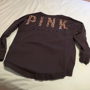 Grey PINK varsity crew with cheetah lettering