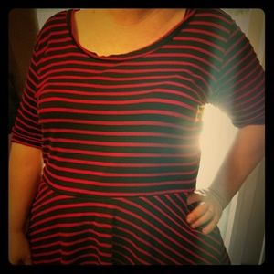 Black and red stripe cotton shirt