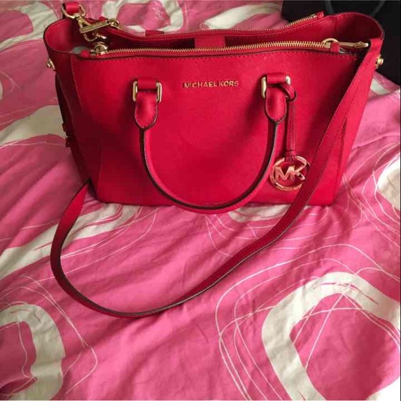 Red Michael kors satchel - Picture 1 of 4
