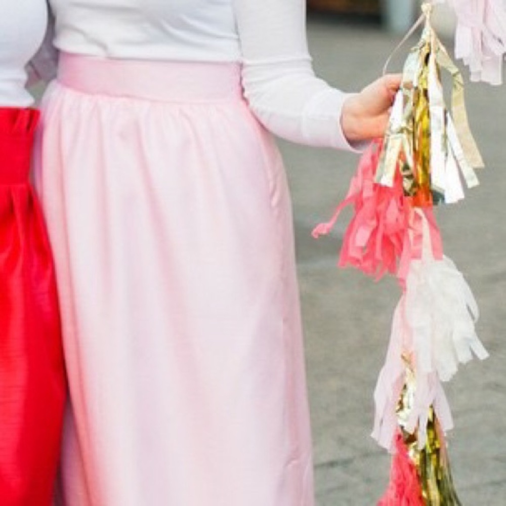PINK *custom* floor length raw silk skirt