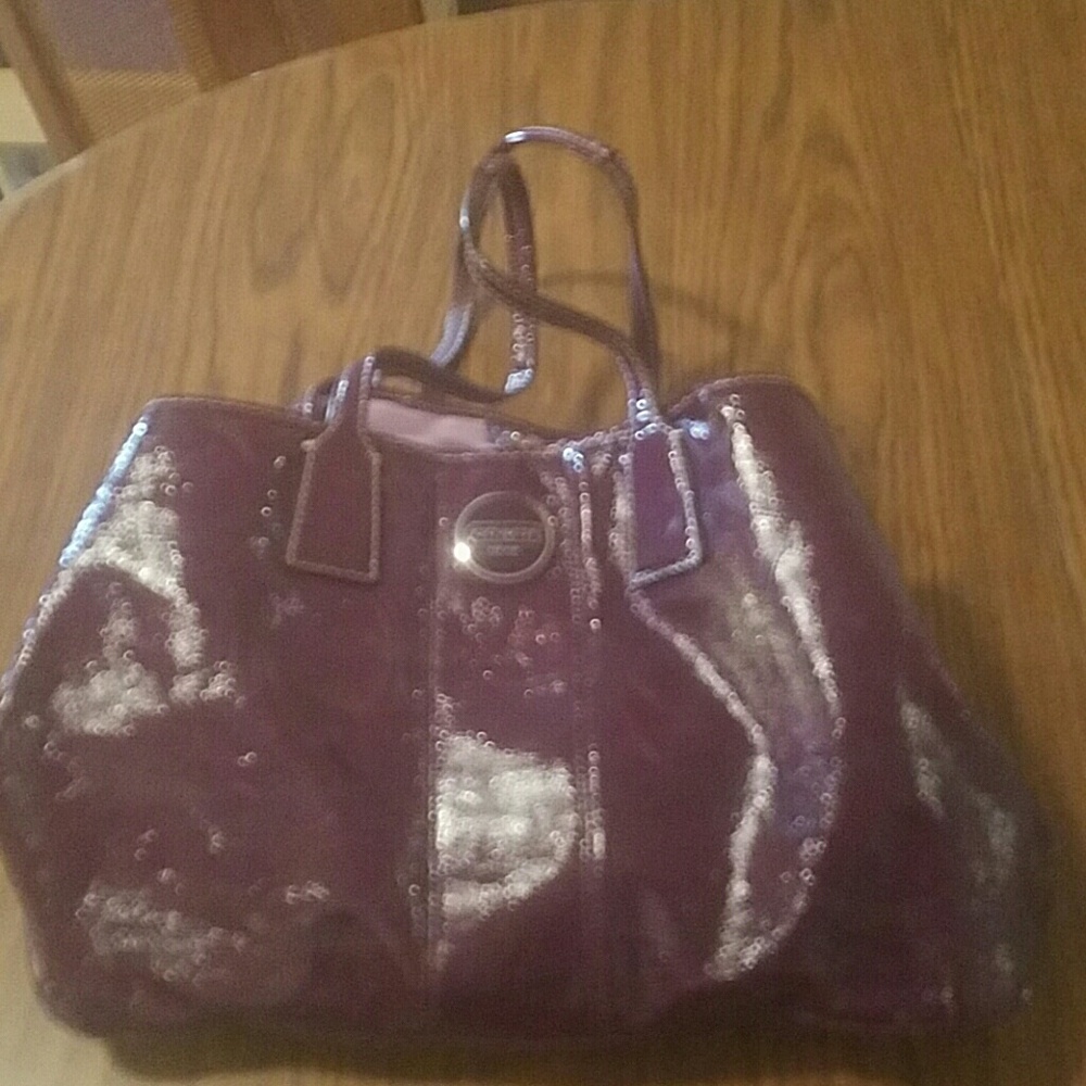 Purple patent leather coach purse