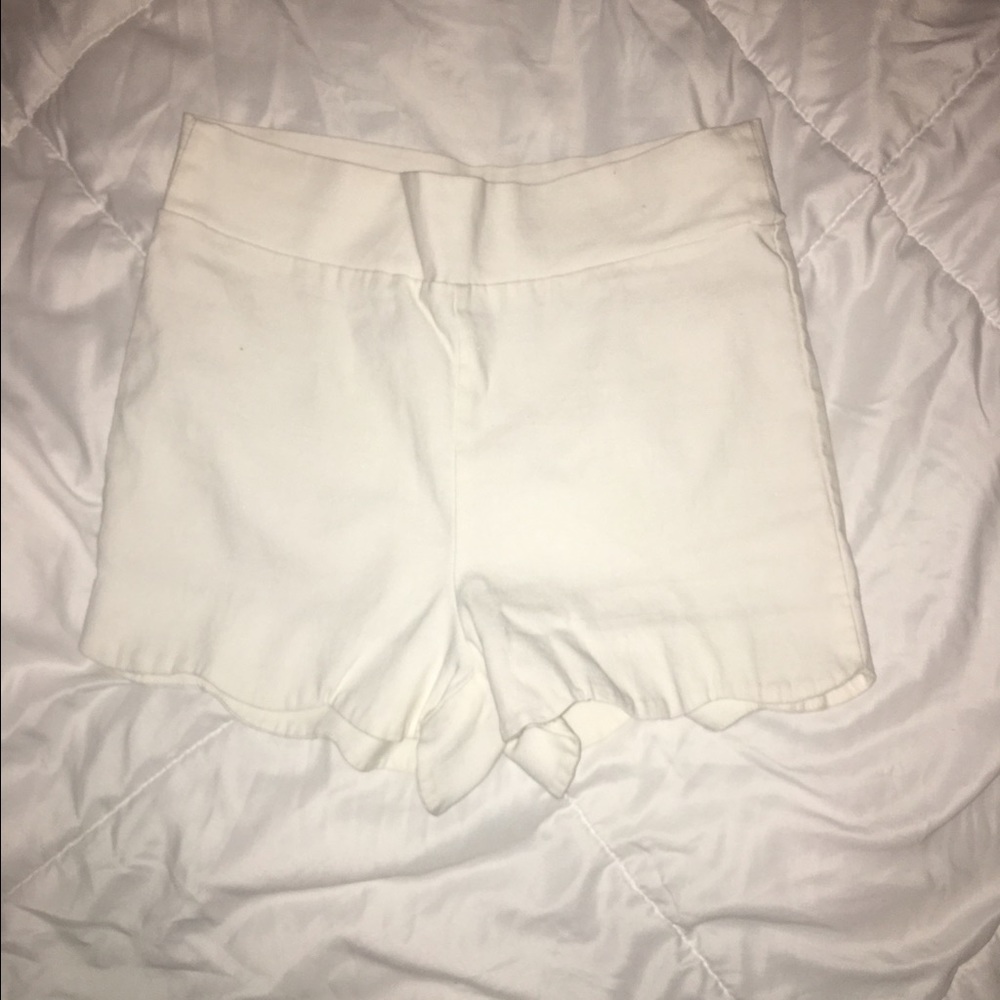Body central white scalloped spandex shorts