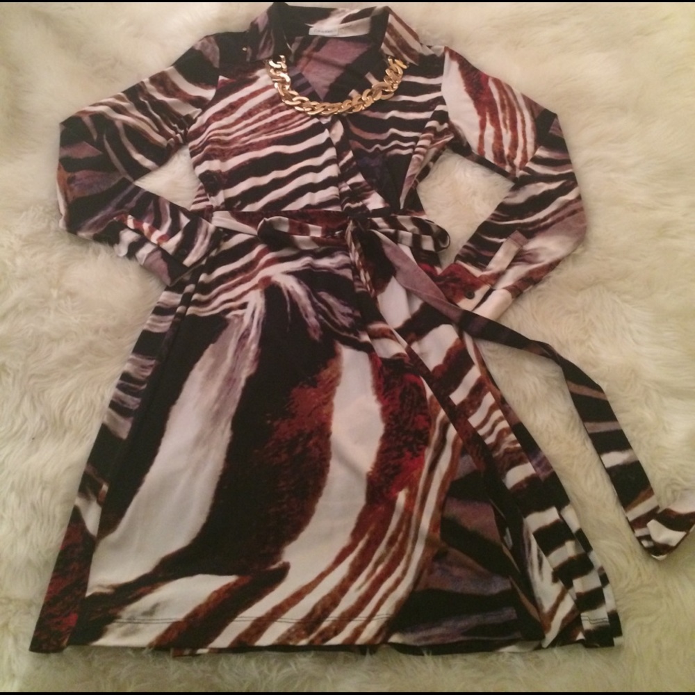 CK Calvin Klein Safari Wrap Work Dress