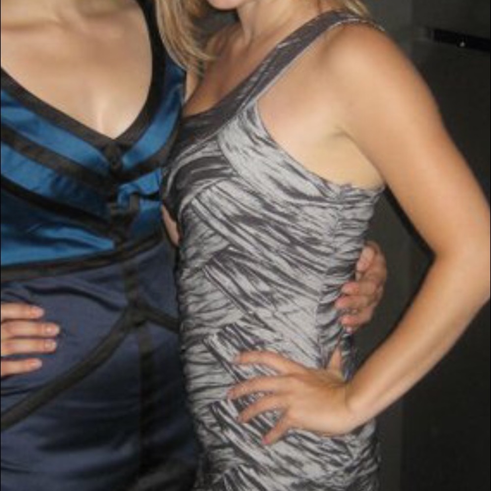 Silver one shoulder cocktail dress