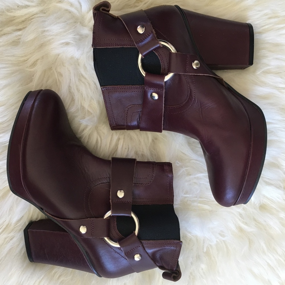 Deep Red/Brown "oxblood" Leather Booties