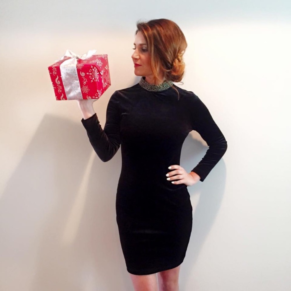 Top shop black velvet dress