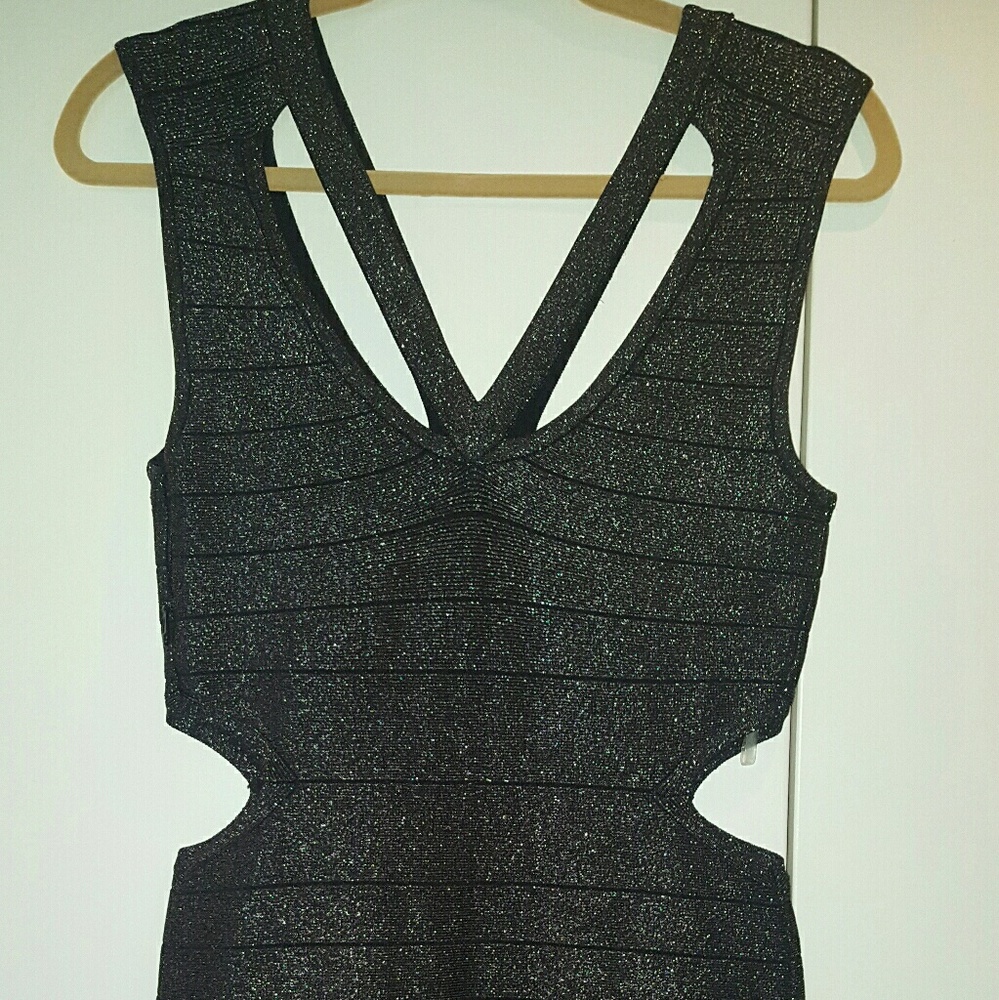 Black sparkle bandage mini dress
