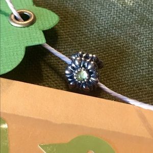 Pandora Charm Green Stone Flower