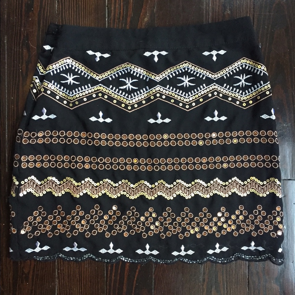 Black skirt with gold and silver accents