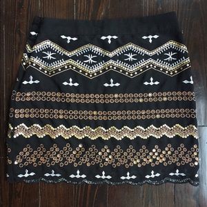 Black skirt with gold and silver accents
