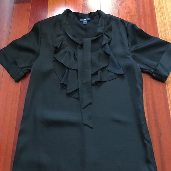 GAP Ruffle Sash Collared Black Dress - Picture 2 of 8