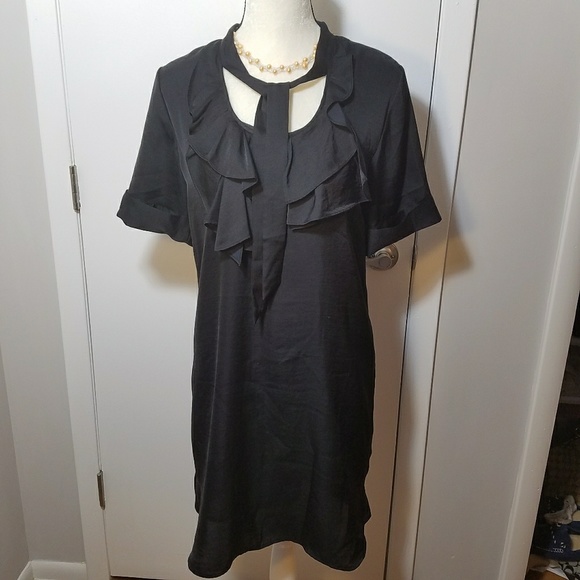 GAP Ruffle Sash Collared Black Dress - Picture 6 of 8