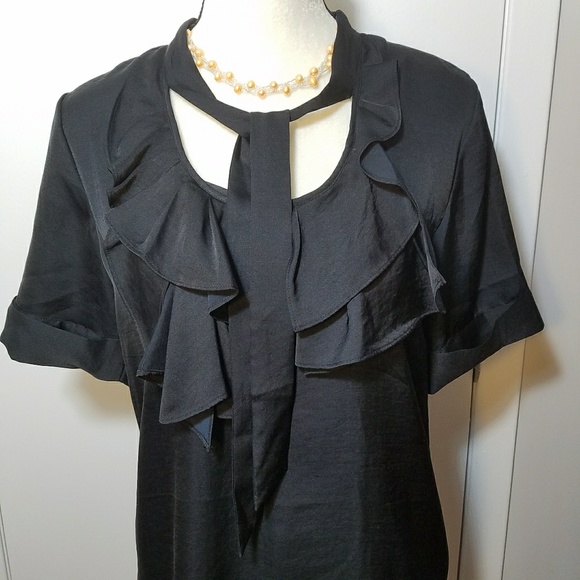 GAP Ruffle Sash Collared Black Dress - Picture 7 of 8