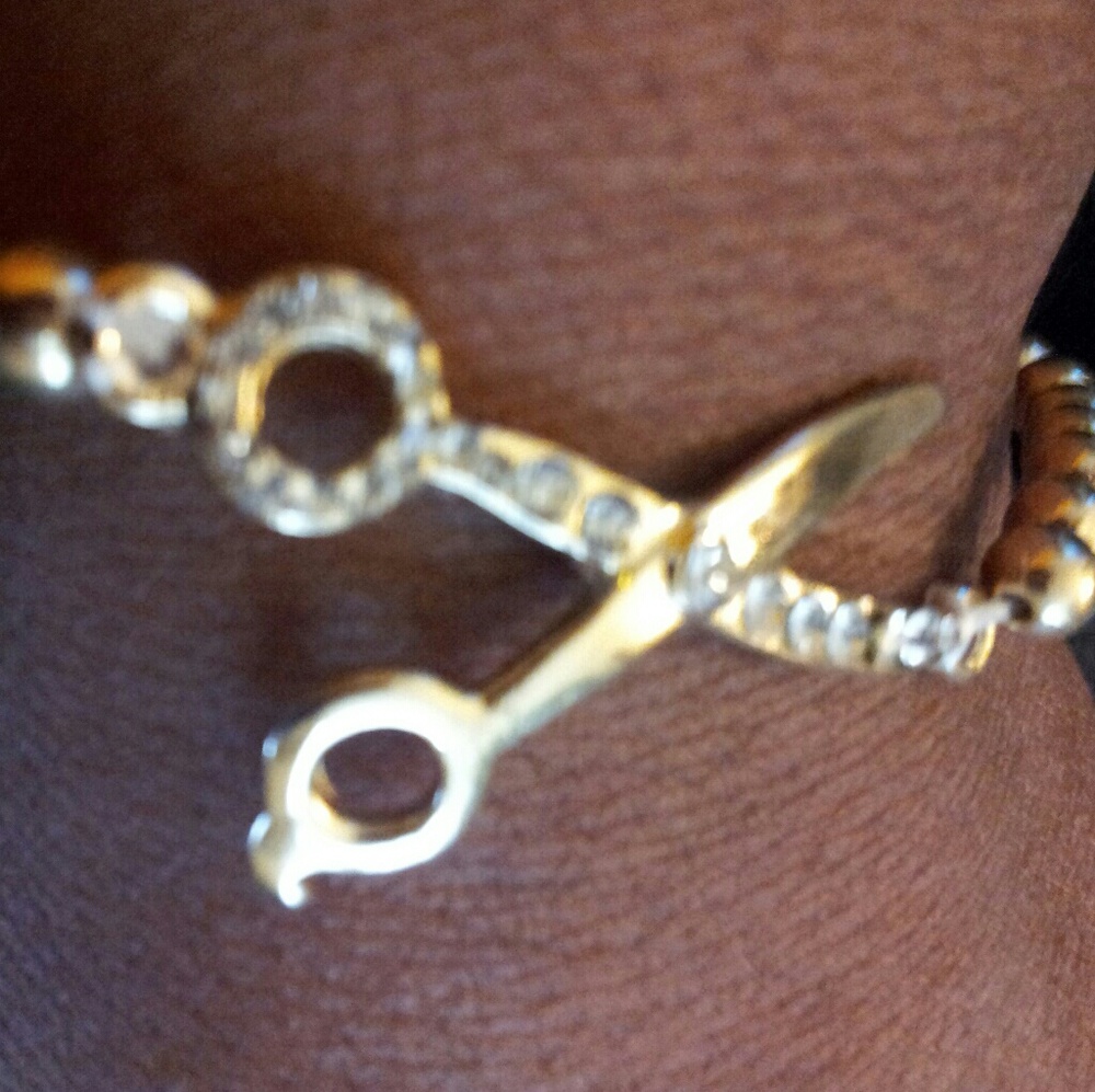 Gold scissors bracelet and earrings set