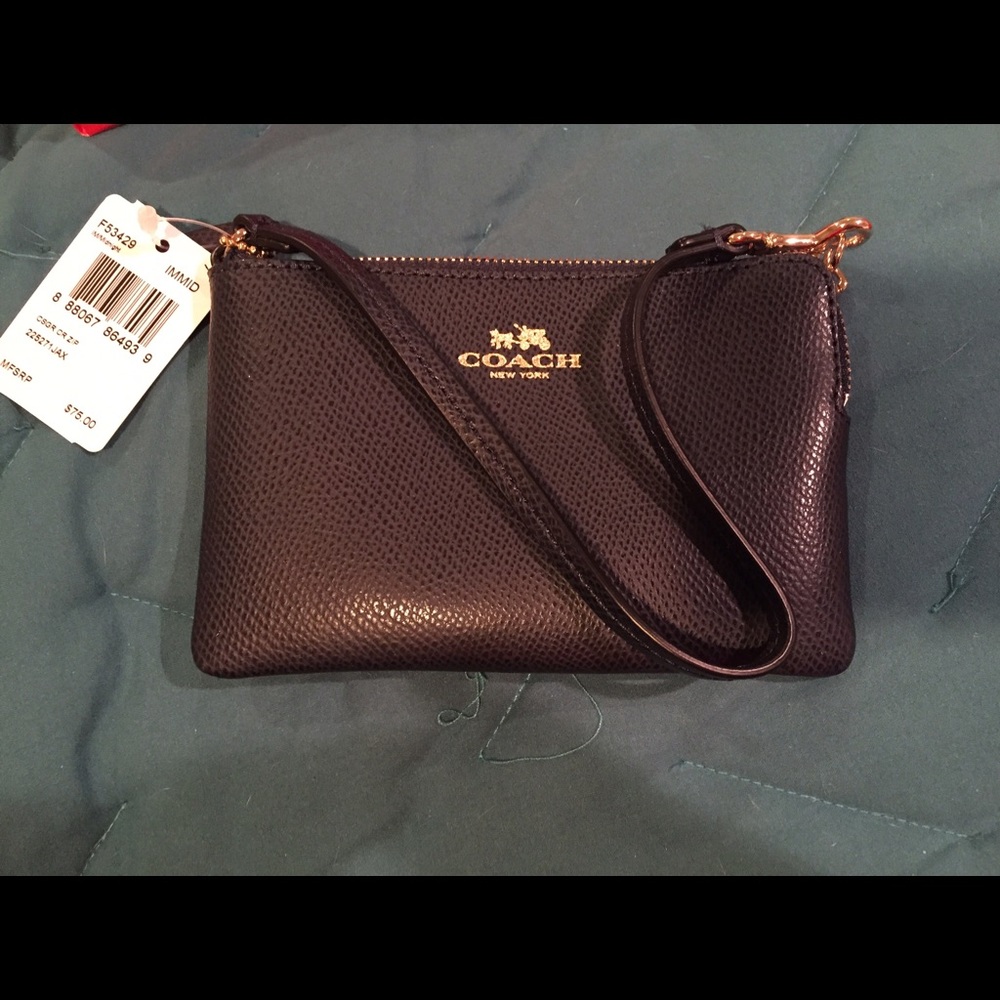Coach Midnight Blue Corner Zip Wristlet