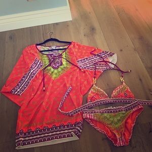 Trina Turk 2 piece bathing suit & cover up.