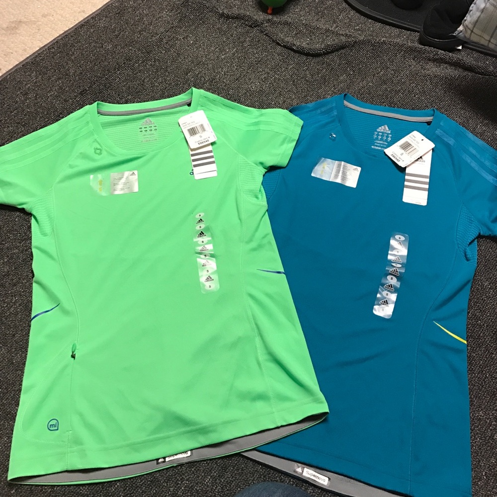 2 women adidas shirts
