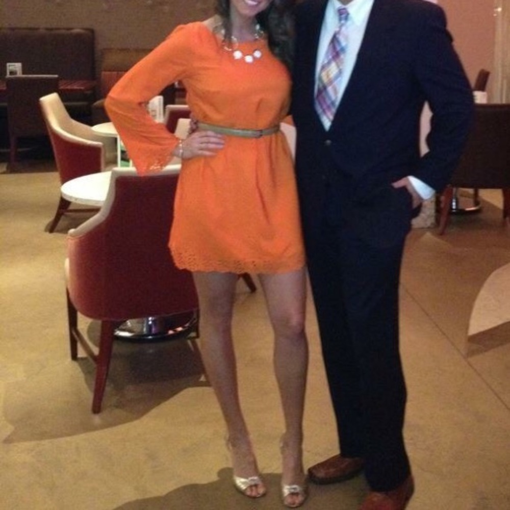 Orange long sleeve cocktail dress