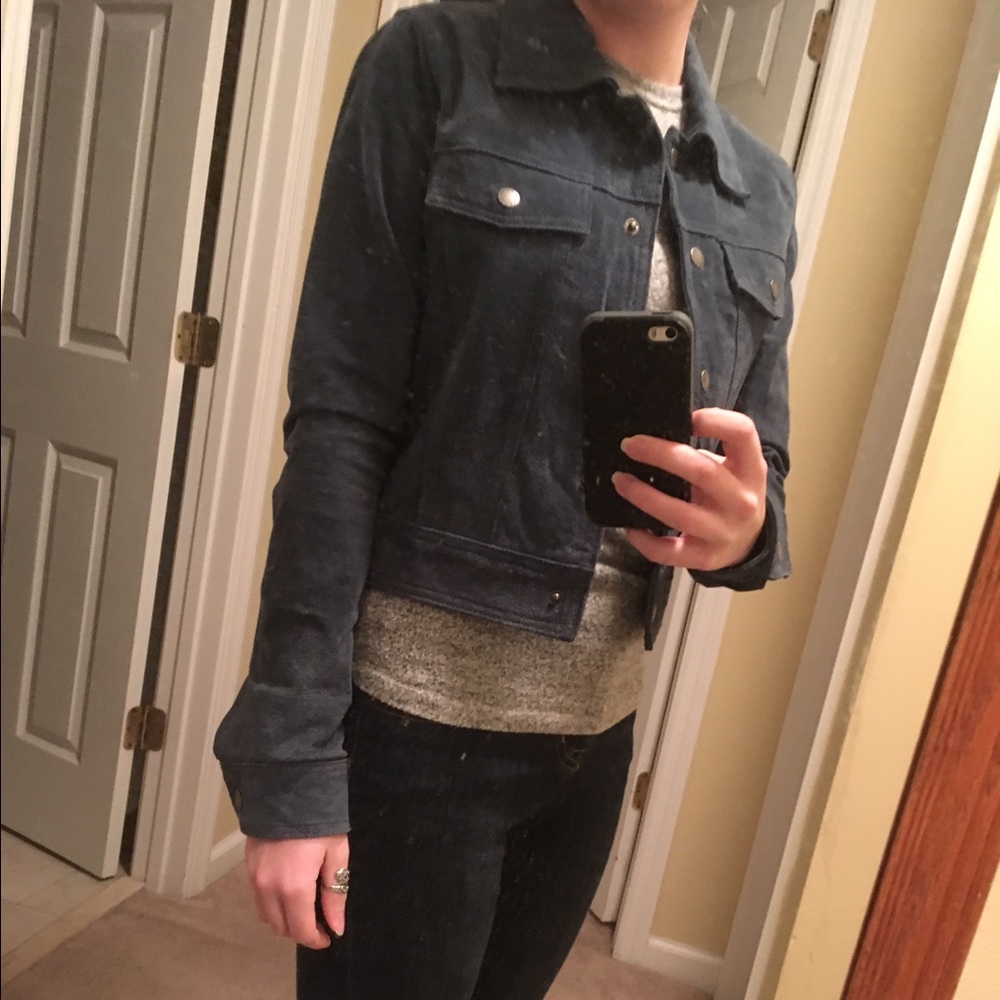 Suede Blue Cropped Jacket Small