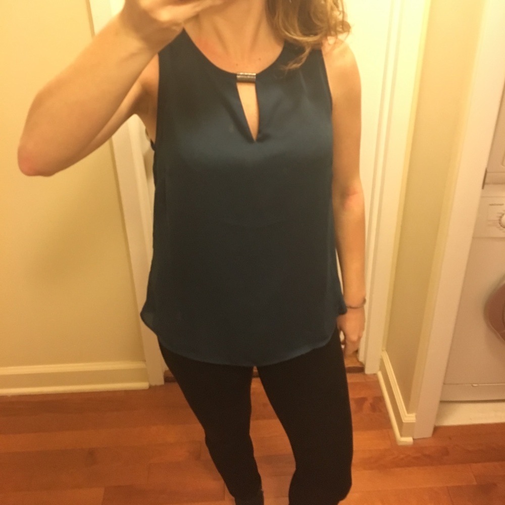Teal sleeveless blouse by laundry