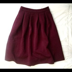 Burgundy (Maroon) Pleated Midi Skirt