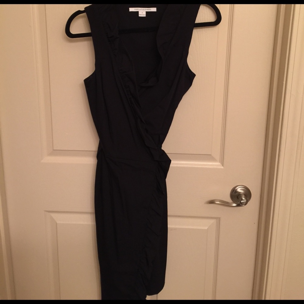 Diane Von Furstenburg black wrap dress with bow