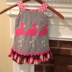 Bailey boys REVERSIBLE dress with flamingos